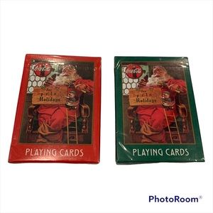 VINTAGE Playing Card Lot of 2 Coca Cola Santa Claus Playing Cards